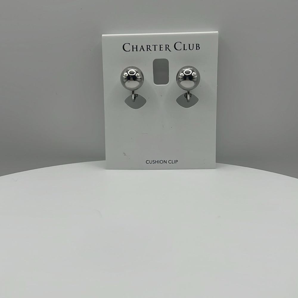 Charter Club silver ball clip on earrings